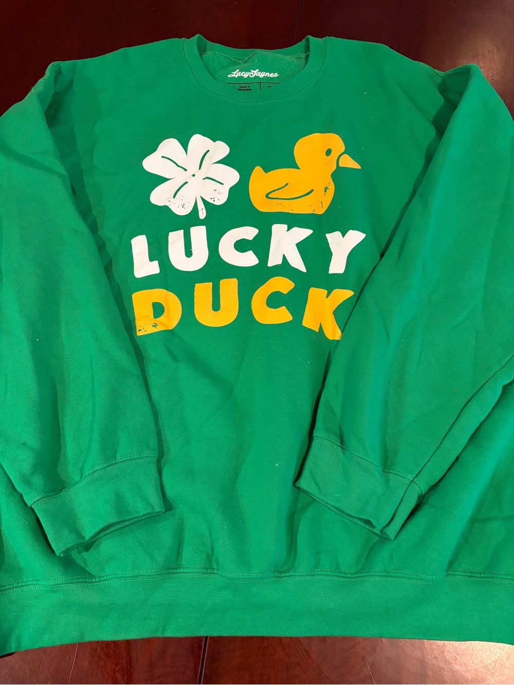 Lucky Fawns Green 'Lucky Duck' Graphic Sweatshirt